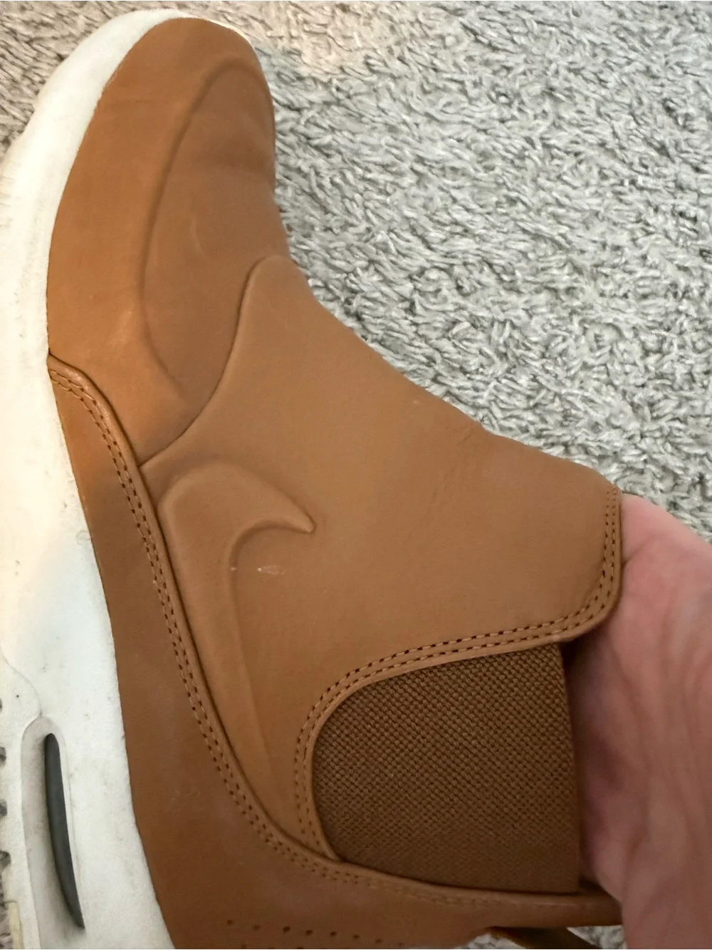 Nike Brown Thea air max Leather Slip-On Sneakers with White Sole size 8